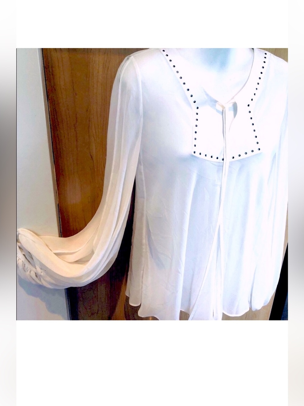 Vintage Miss Selfridge NY.sheer top with beautiful slit on arms. Flowing beauty